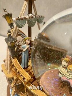 Disney Peter Pan Captain Hook Jolly Roger Ship Musical Snow Globe Rare