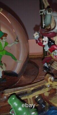 Disney Peter Pan Captain Hook Musical Snow Globe You Can Fly Pirate Ship