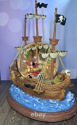 Disney Peter Pan Musical Snow Globe YOU CAN FLY Captain Hook Pirate Ship RETIRED