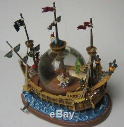 Disney Peter Pan Pirate Ship Snow Globe Light Up Animated You Can Fly! NO Box