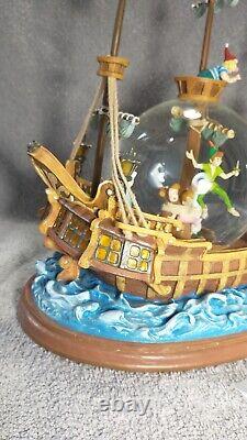 Disney Peter Pan musical Snow Globe You Can Fly! Pirate Ship Captain Hook vtg