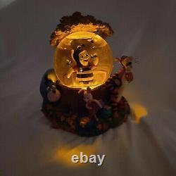 Disney Pooh in Bee Costume Perched in Light Up-Liquid Honey Musical Snow Globe