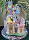 Disney Princess Clock Tower Castle lighted 3 Snow Globe Cinderella Belle