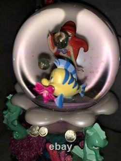 Disney Princess Little Mermaid Ariel Snow Globe Musical Flounder MINT NWO 1988