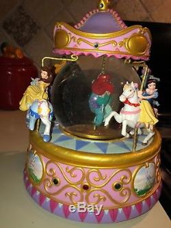 Disney Princess Musical Carousel Snowglobe Ariel Cinderella Snow White Aurora