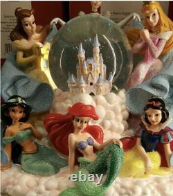 Disney Princess Musical Snow Globe Cinderella Lighted White Jasmine Belle Castle