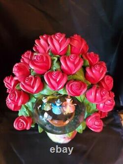 Disney RARE Sleeping Beauty Red Roses Snowglobe Fairies Excellent Bouq