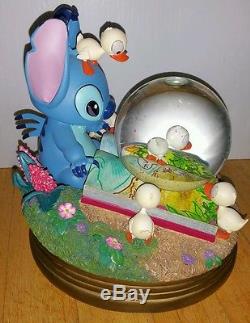 Disney Rare Stitch with Ducklings Snow Globe Snowglobe Tested & Spins