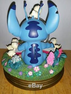 Disney Rare Stitch with Ducklings Snow Globe Snowglobe Tested & Spins