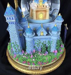Disney Rotating Tinkerbell Cinderella Castle Snow Globe Double Bubble HTF Rare