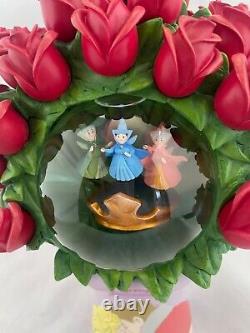 Disney Sleeping Beauty Aurora fairy Rose Bouquet Snow globe statue Collectible
