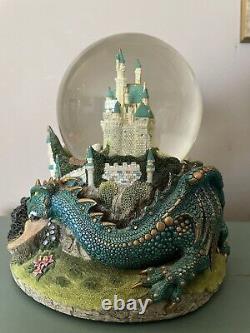 Disney Sleeping Beauty Castle Once Upon A Dream Snow Globe with Dragon Base