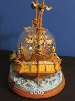 Disney Snow Globe 11 inch Peter Pan on Hook's Ship You Can Fly Water Leaked