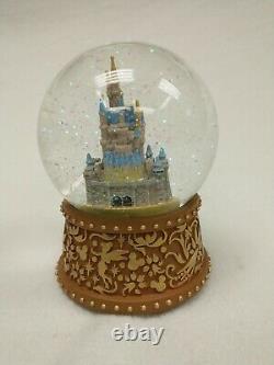 Disney Snow Globe Cinderella Castle Mickey Mouse Tinkerbell Engraved Stand