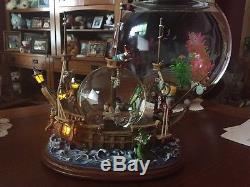 Disney Snow Globe Peter Pan Jolly Roger Rotating Lights FIG Ship in Box