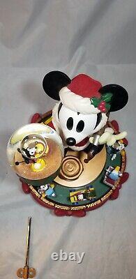Disney Snow Globe Santa Mickey Mouse Santa's Workshop Carousel for Parts Only