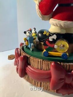 Disney Snow Globe Santa Mickey Mouse Santas Workshop Carousel Original Box/Works