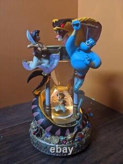 Disney Store Aladdin Genie Jasmine Hourglass Snake Light Music Water Snow Globe