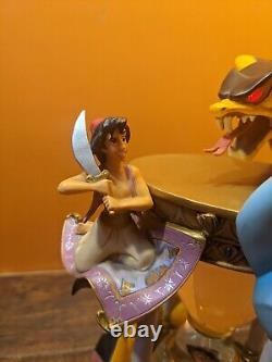Disney Store Aladdin Genie Jasmine Hourglass Snake Light Music Water Snow Globe