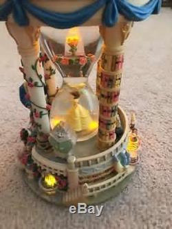 Disney Store Beauty and the Beast Hourglass Musical Light-Up Snowglobe Very Rare