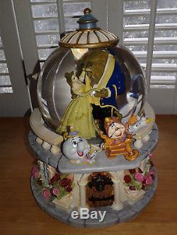 Disney Store Beauty and the Beast Musical Princess Snowglobe Belle Beast Lumiere