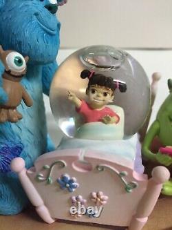 Disney Store Monsters Inc Snow globe Sully, Mike, Boo in Bed Pixar EUC Rare