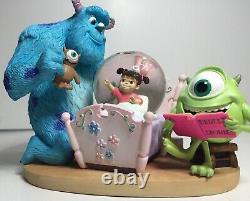Disney Store Monsters Inc Snow globe Sully, Mike, Boo in Bed Pixar EUC Rare