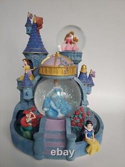 Disney Store Multi Princess Snow Globe Castle Lights Up Musical, Working Blower