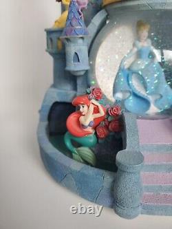 Disney Store Multi Princess Snow Globe Castle Lights Up Musical, Working Blower