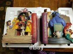 Disney THROUGH THE YEARS Musical Snowglobe Bookends SET IN BOX Vol 1 and 2 WORKS