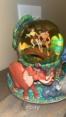 Disney Tarzan & Jane Jungle Theme Two Worlds Rotating Musical snow Globe with Box