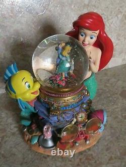 Disney The Little Mermaid Ariel Flounder Under the Sea Musical Snow Globe
