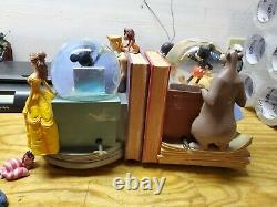 Disney Through The Years Volume 1&2 Snow Blowing Snow Globes Bookends Music Box
