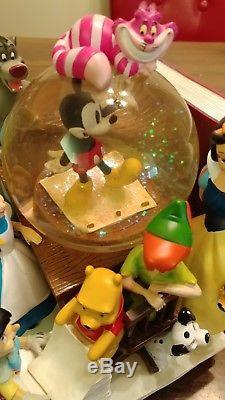 Disney Through The Yrs Book Ends Musical Water Globes With Battery Operated Fans