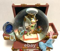 Disney Tinkerbell Tinker Bell Hidden Treasure Chest Music Water Snow Globe NIB