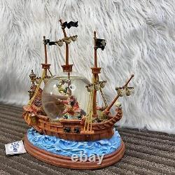 Disney Vintage Peter Pan You Can Fly Pirate Ship Snow Globe Music Box Works