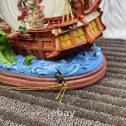 Disney Vintage Peter Pan You Can Fly Pirate Ship Snow Globe Music Box Works