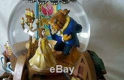 Disney beauty and the beast enchanted love water musical snow globe year 1991