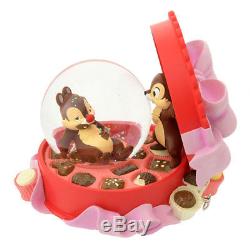 Disney store Japan 25th anniversary chip & dale snow globe with music box