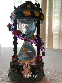 Disneyland Alice In Wonderland Hourglass Snow globe Music Box FREE INS SHIPPING