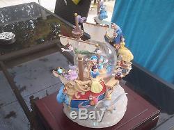 Extremely Rare! Walt Disney Characters Boat Big Snowglobe Statue