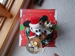 Genuine Disney Santa Mickey Mouse Big Figure Carousel Music Box with Snow globe