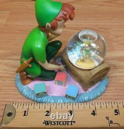 Genuine Disney Store Peter Pan & Tinker Bell In The Nursery Snow Globe Figurine