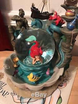 Limited Edition Ariel's Grotto Real Waterfall Disney Snow Globe Rare