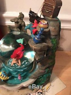 Limited Edition Ariel's Grotto Real Waterfall Disney Snow Globe Rare
