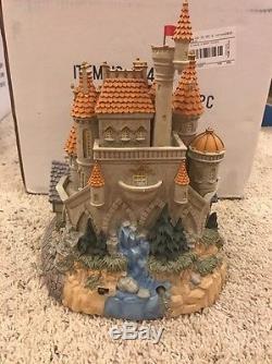 Large Disney Beauty & The Beast Village Snow Globe In Orig Box Light And Blower