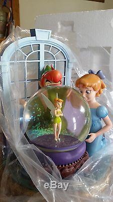 Large Disney Tinkerbell, Peter Pan & Wendy Musical/blower Snowglobe New