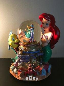 Little Mermaid Disney Japan Rare Snow Globe Plays Under the Sea Mint