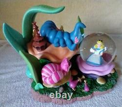 RARE Alice in Wonderland Snow Globe Disney Caterpillar Musical Lights Up