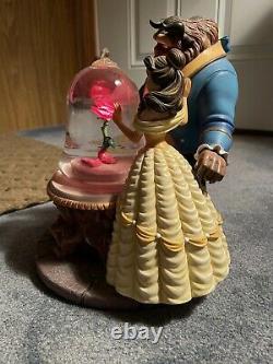 RARE Disney 1991 BEAUTY AND THE BEAST Rose In Snow globe 9.5 Inch Tall Vintage